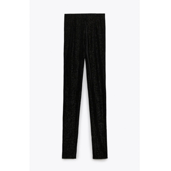 Zara velvet legging metallic thread front slit - Picture 7 of 11